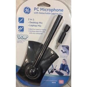 GE PC Microphone Detachable Laptop Mic 2 in 1 Desktop 20669 6' Cord